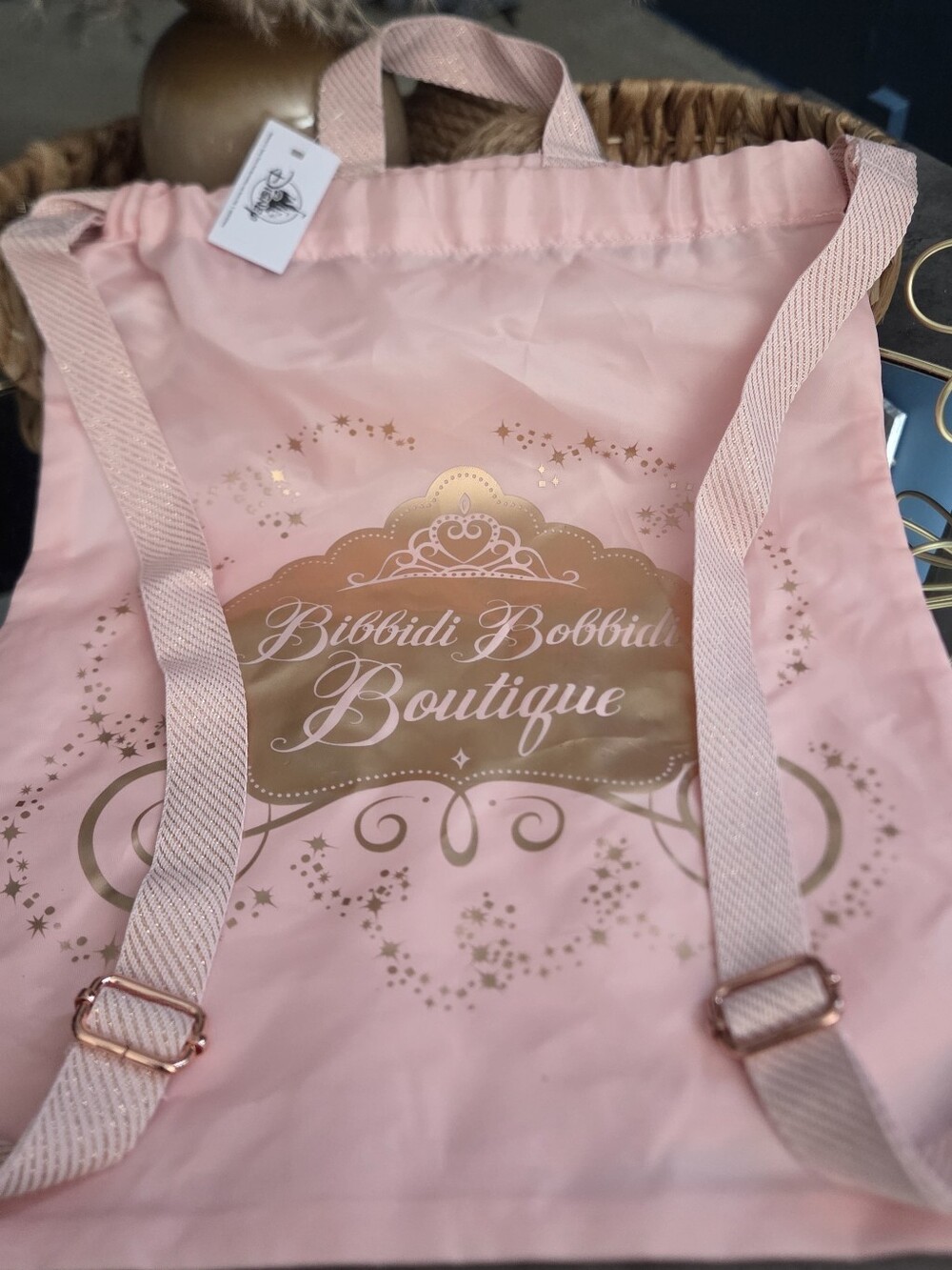 Disney Bibbidi Bobbidi Boutique Pink Gold Princess Drawstring Backpack